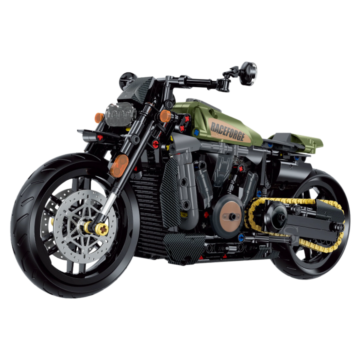 Motorcycle Green Cruiser RACEFORGE Building Set 554PCS