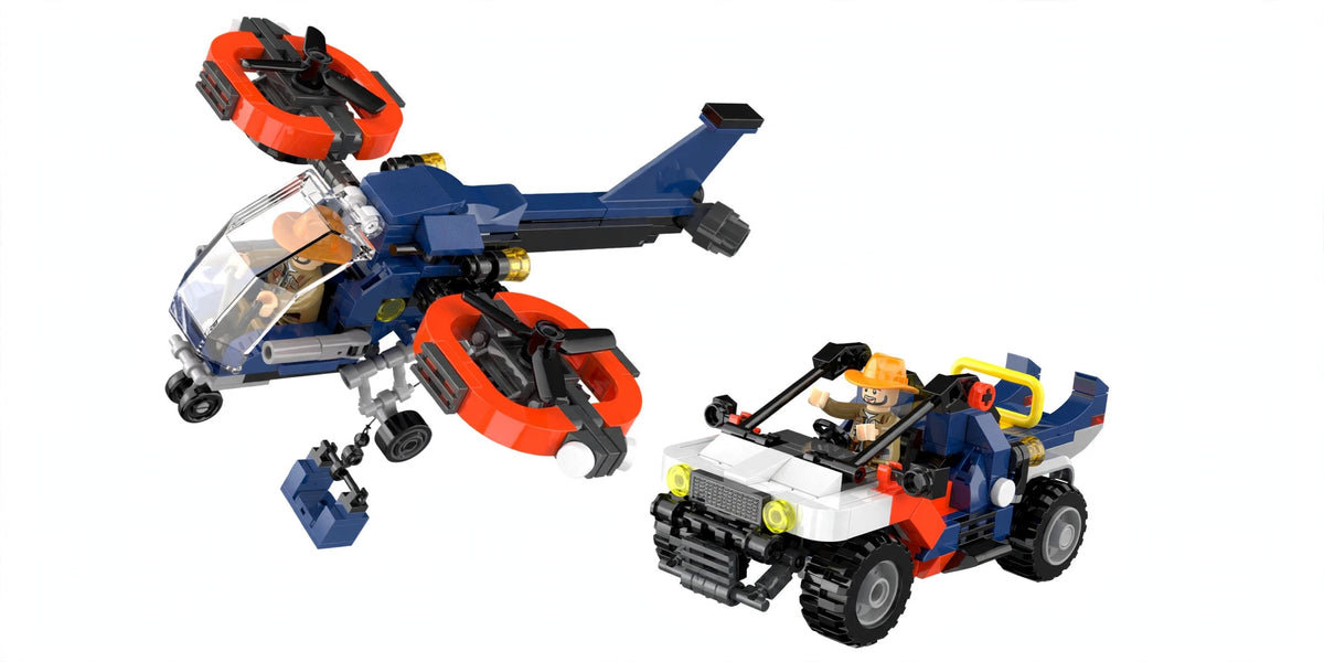 Jungle Off-Road Vehicle and Helicopter Building Set