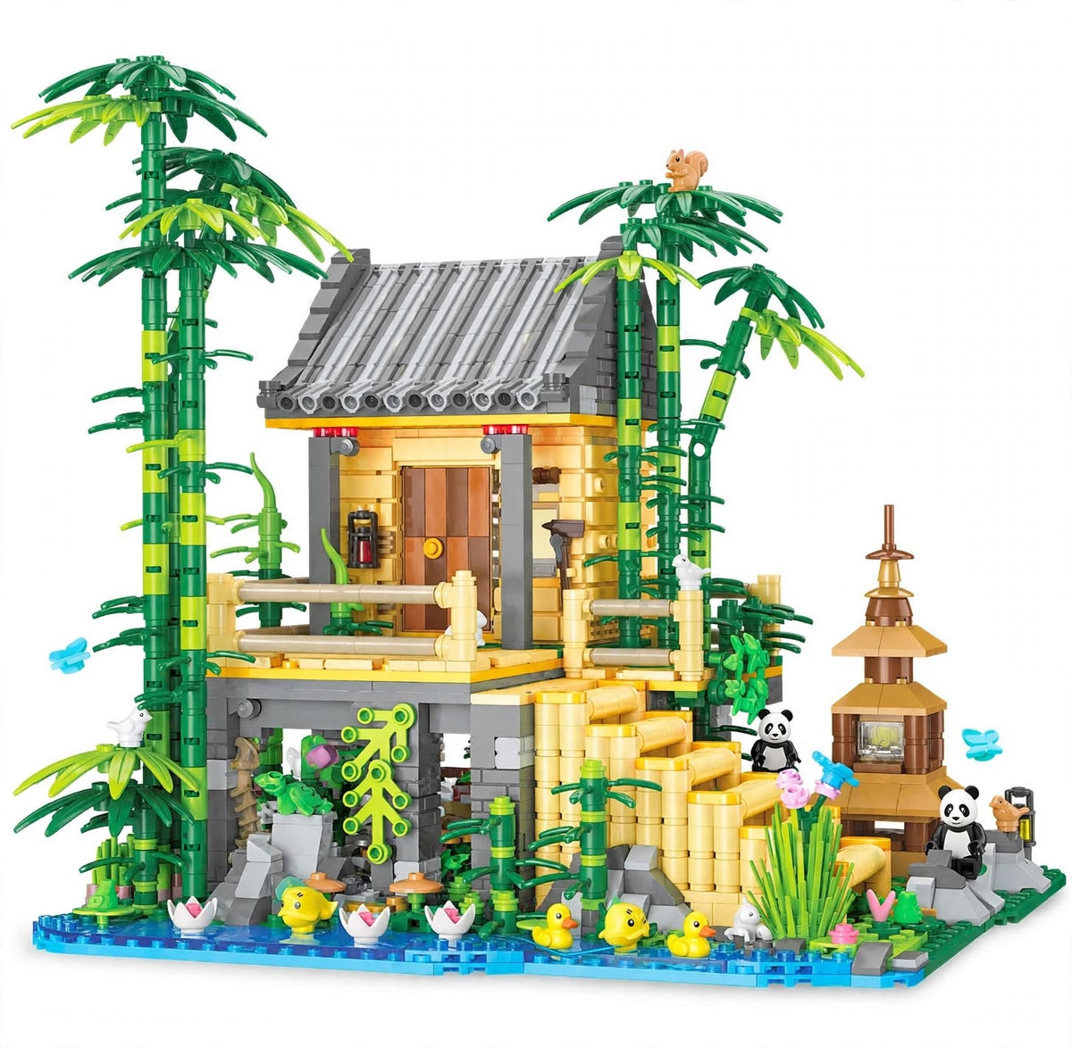 Bamboo Forest Cabin with Light Kit - 2432 pcs - LEGO Compatible Display Set