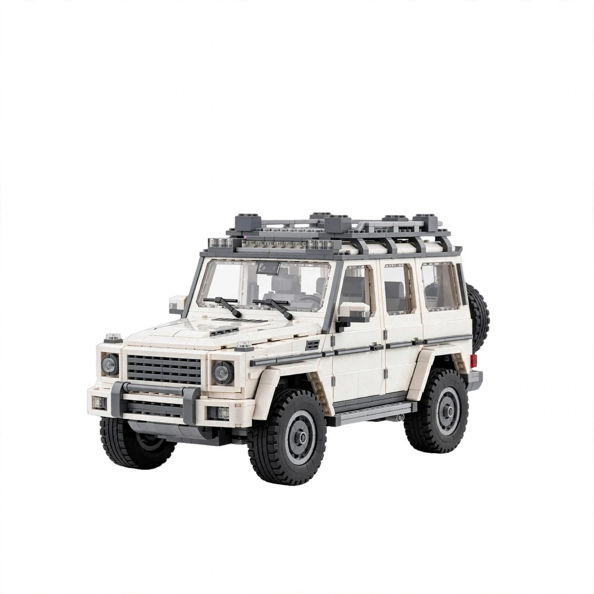 White Off-Roader SUV Building Set - 4x4 Adventure Vehicle - Brickova